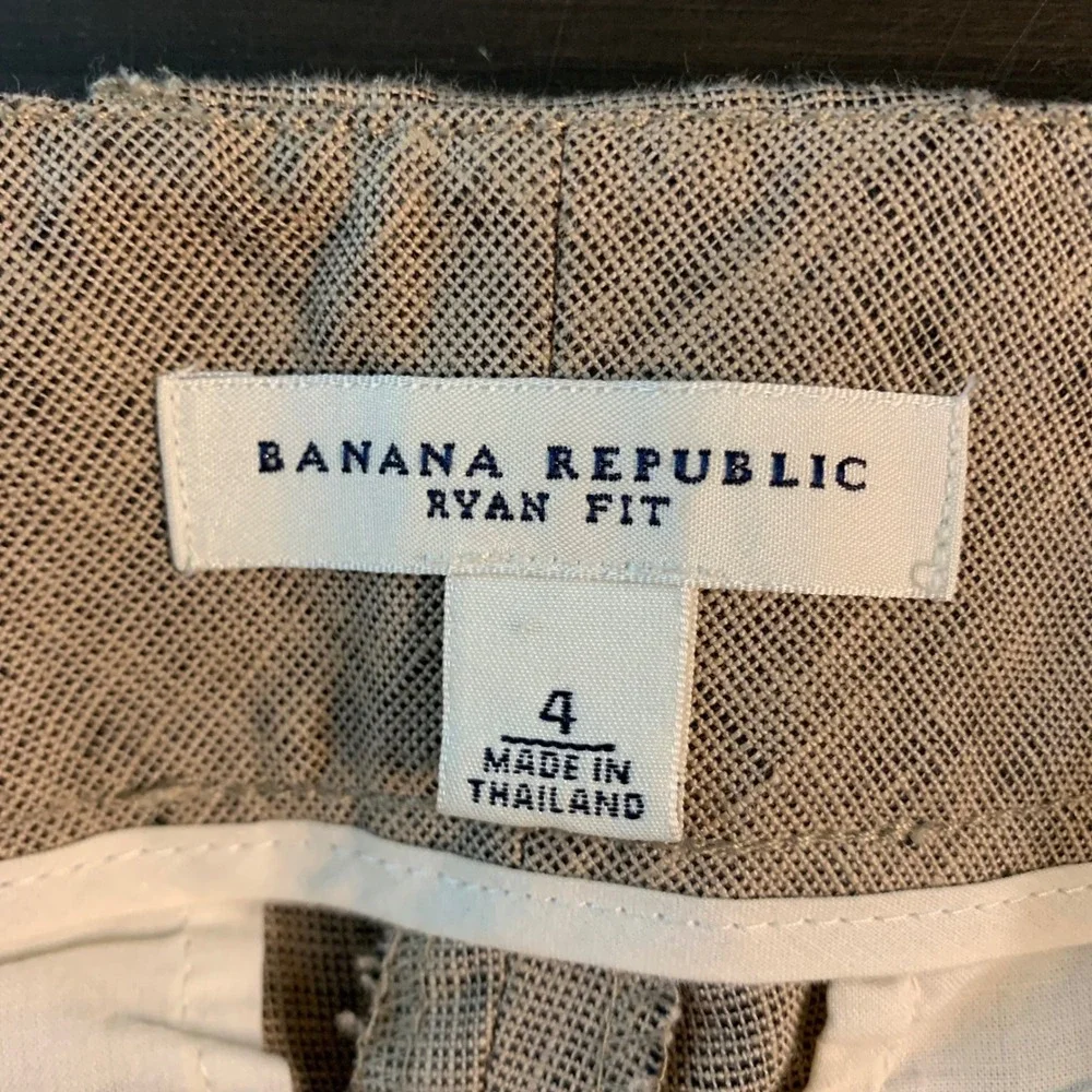Banana Republic Ryan Fit Wide Leg Linen Pants Taupe Tie Waist Trousers Womens 4